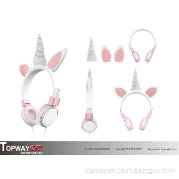 Wired Kids Unicorn ODM Headphone with in line mic